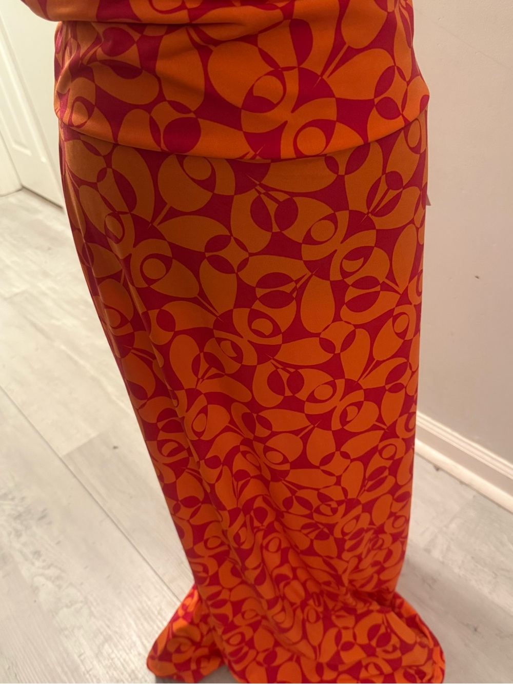 LuLaRoe Maxi Pink & Orange Geometric Print Maxi Skirt Long Size L